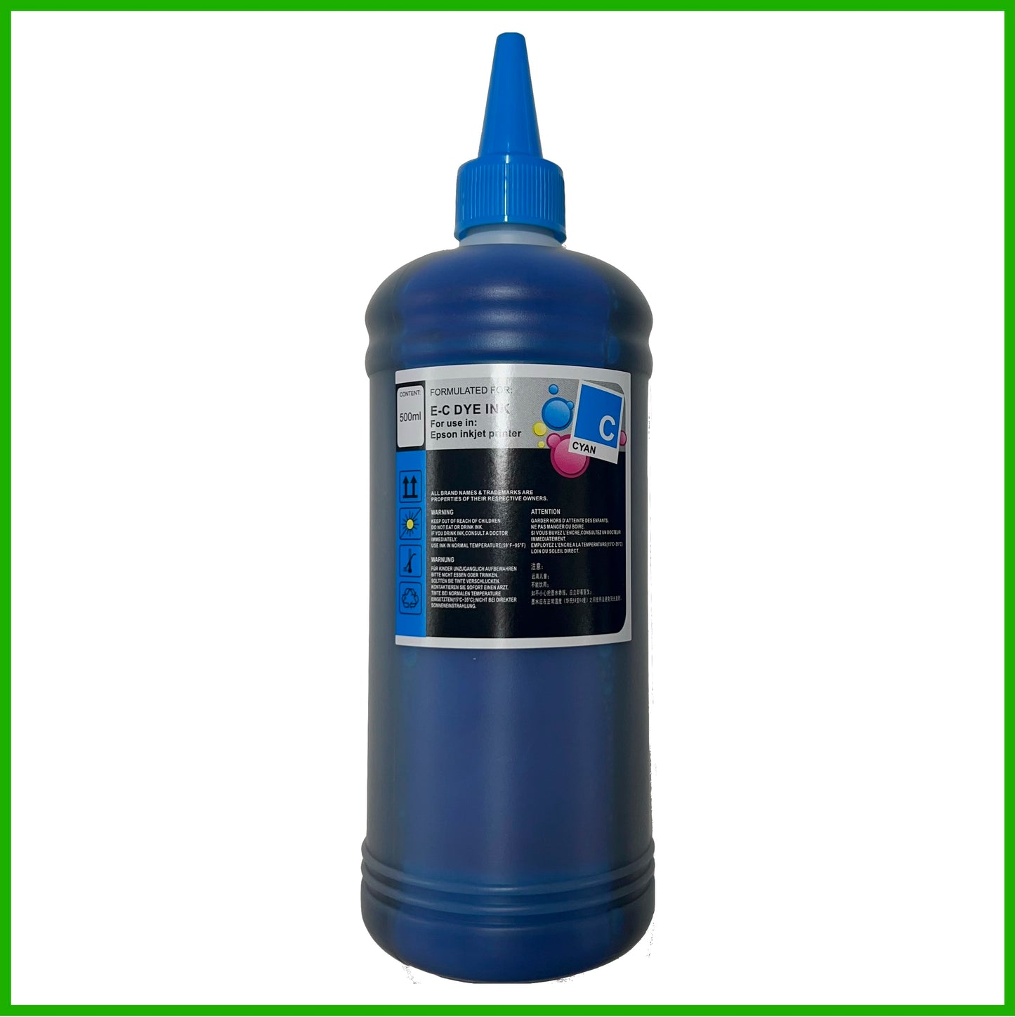 Universal Cyan Refill Ink Bottle For Epson Printers (500ml)