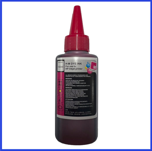 Universal Magenta Refill Ink Bottles For HP Printers (100ml)