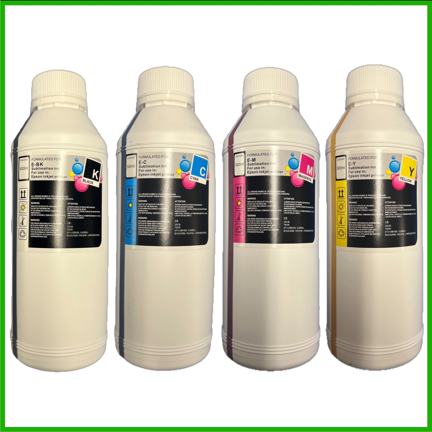 Sublimation Ink for Epson Printers (Set of 4, 500ml bottles)